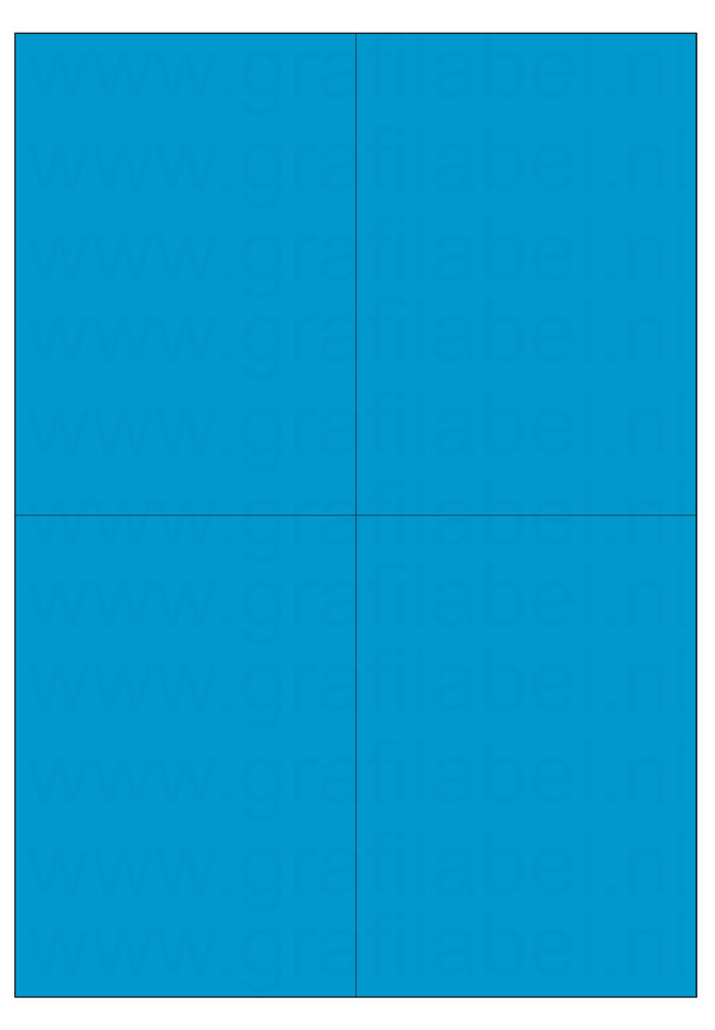 Blauw A4 etiket / Laservel 105x148,5mm - 4 per vel permanent (doos à 200 vel)