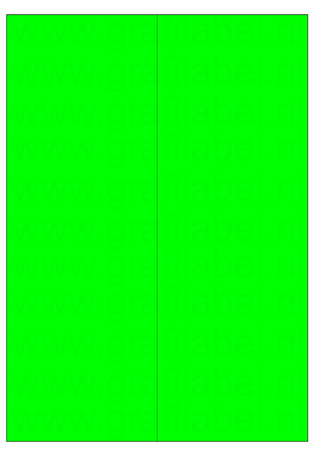 Fluor groen A4 etiket / Laservel 105x297mm - 2 per vel permanent (doos à 200 vel)