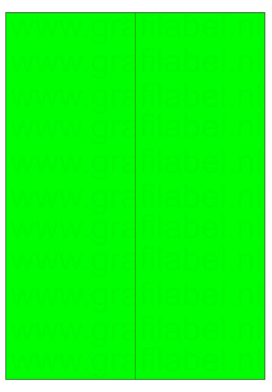 Fluor groen A4 etiket / Laservel 105x297mm - 2 per vel permanent (doos à 200 vel)