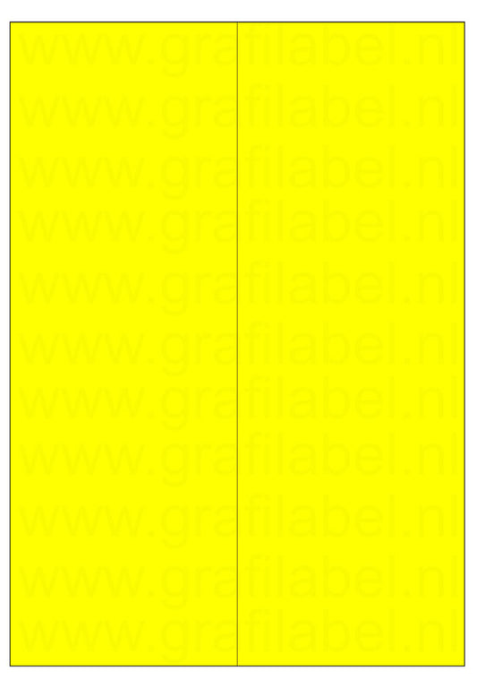 Fluor geel A4 etiket / Laservel 105x297mm - 2 per vel permanent (doos à 200 vel)