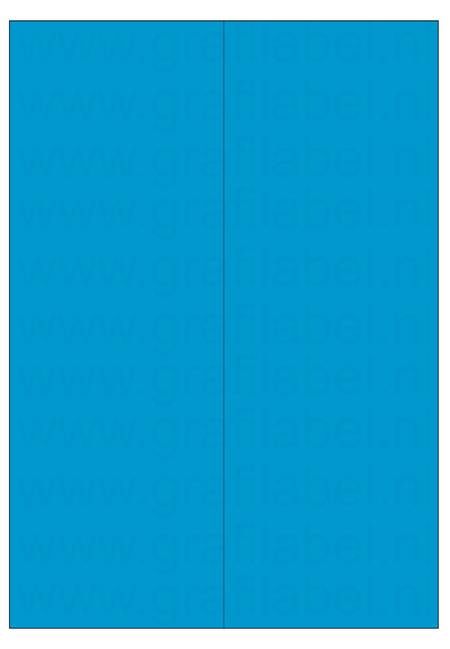 Blauw A4 etiket / Laservel 105x297mm - 2 per vel permanent (doos à 200 vel)