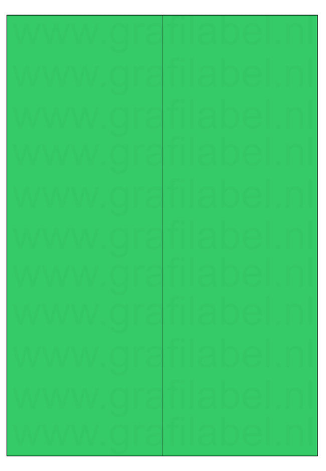 Groen A4 etiket / Laservel 105x297mm - 2 per vel permanent (doos à 200 vel)