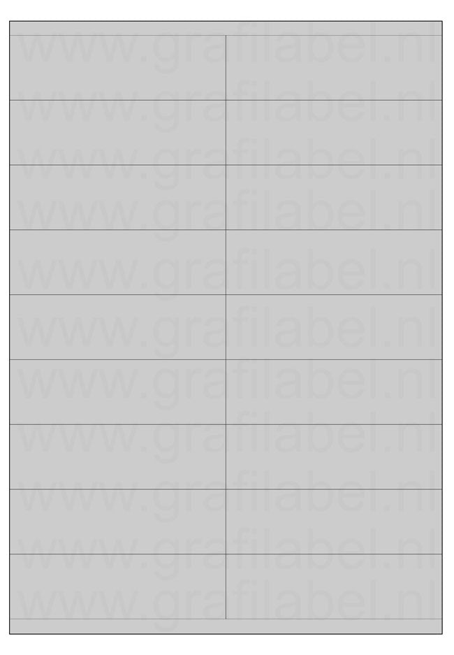 Polyester A4 etiket / Laservel Aluminium zilver mat - 105x31,4mm - 18 per vel - permanent (doos à 200 vel)