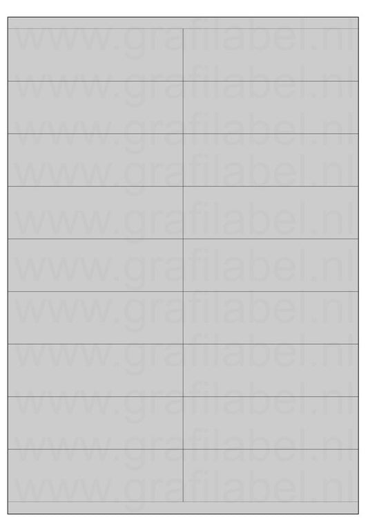 Polyester A4 etiket / Laservel Aluminium zilver mat - 105x31,4mm - 18 per vel - permanent (doos à 200 vel)