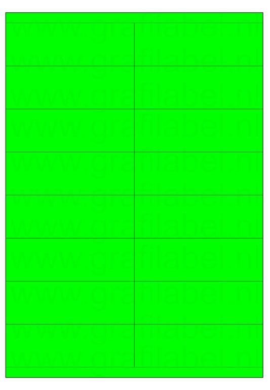 Fluor groen A4 etiket / Laservel 105x35mm - 16 per vel permanent (doos à 200 vel)