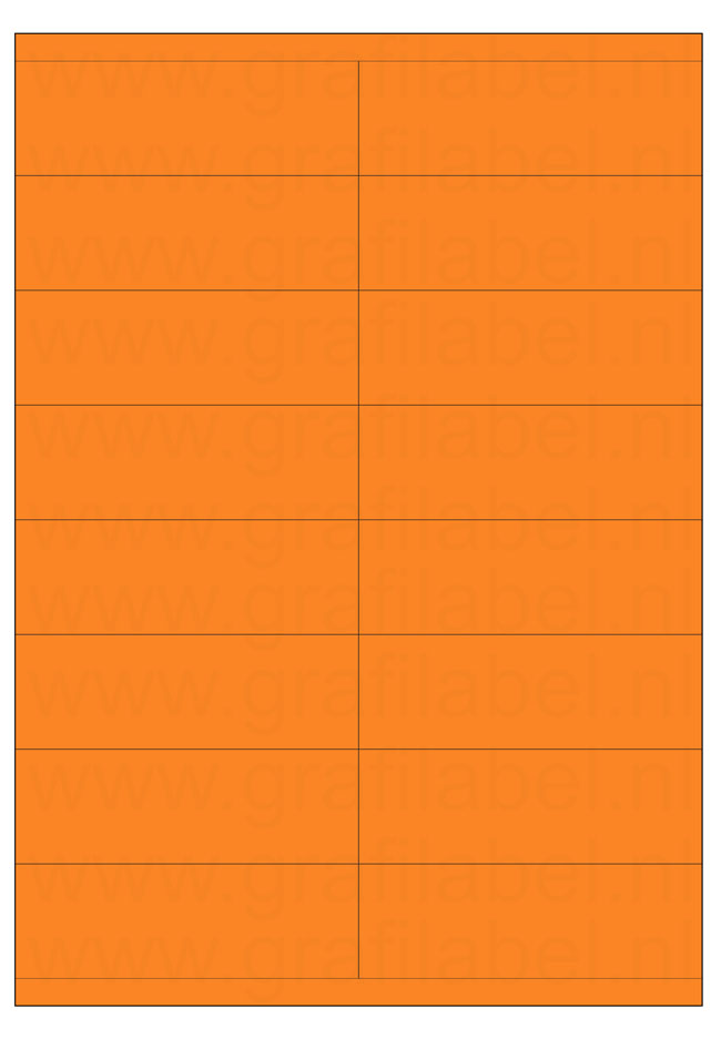 Oranje A4 etiket / Laservel 105x35mm - 16 per vel permanent (doos à 200 vel)