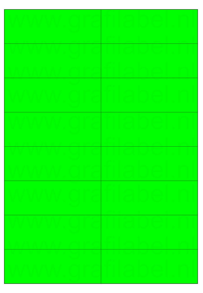 Fluor groen A4 etiket / Laservel 105x37,1mm - 16 per vel permanent (doos à 200 vel)