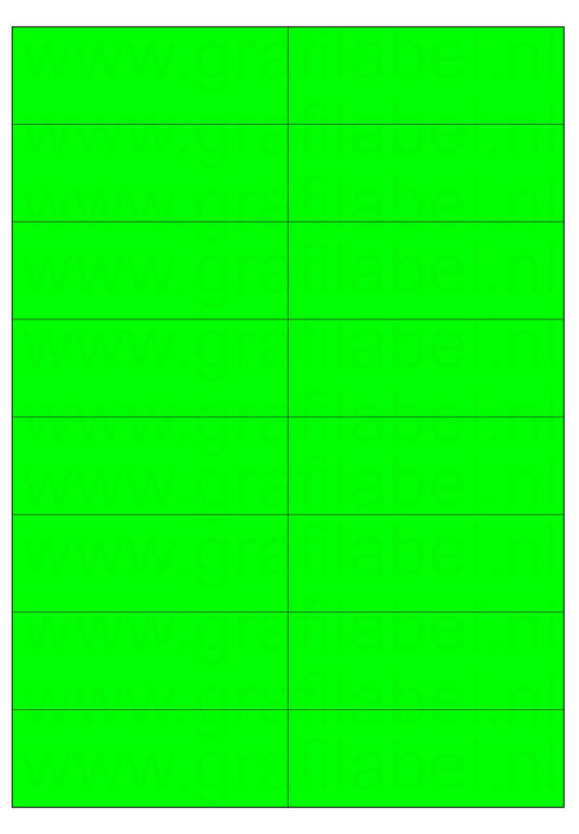 Fluor groen A4 etiket / Laservel 105x37,1mm - 16 per vel permanent (doos à 200 vel)