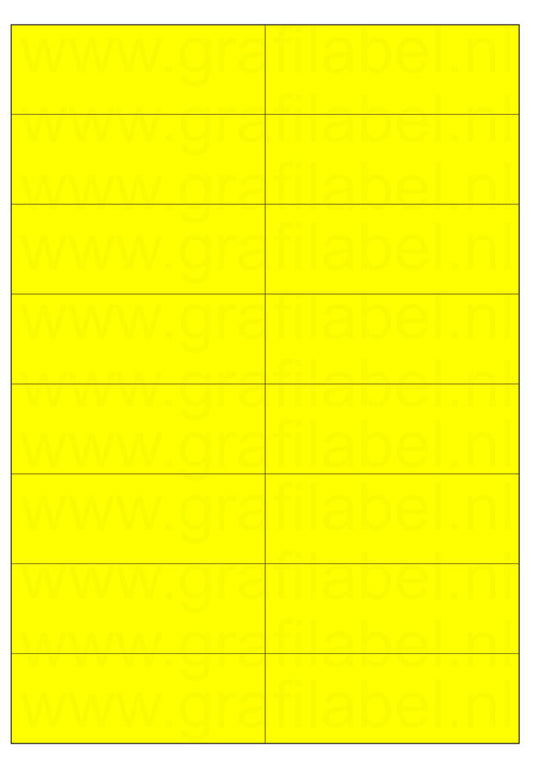 Fluor geel A4 etiket / Laservel 105x37,1mm - 16 per vel permanent (doos à 200 vel)