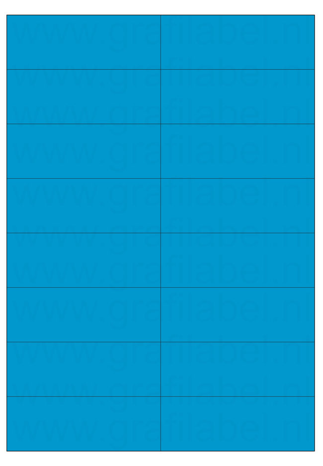 Blauw A4 etiket / Laservel 105x37,1mm - 16 per vel permanent (doos à 200 vel)