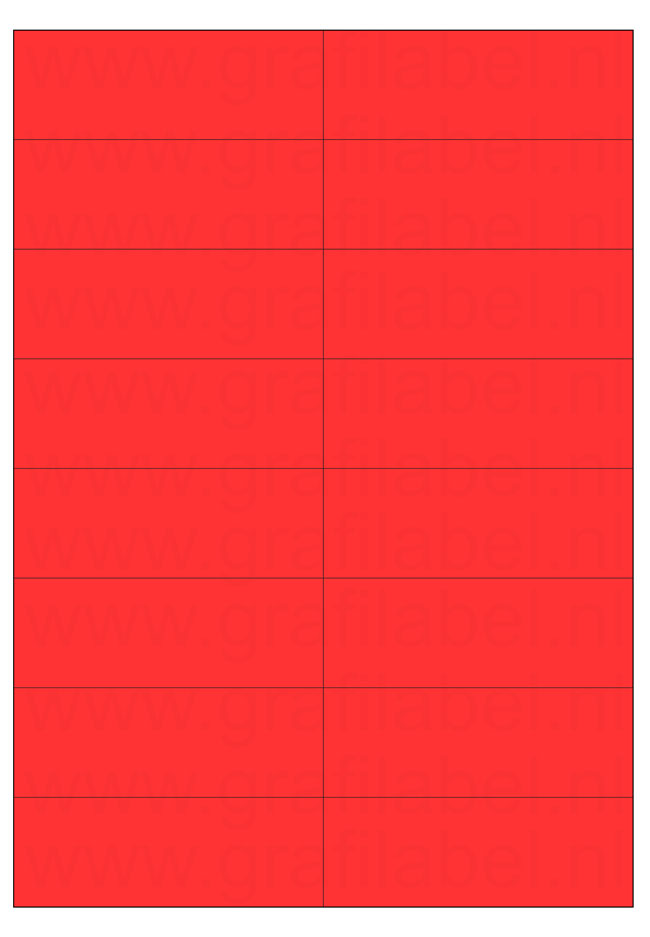 Rood A4 etiket / Laservel 105x37,1mm - 16 per vel permanent (doos à 200 vel)