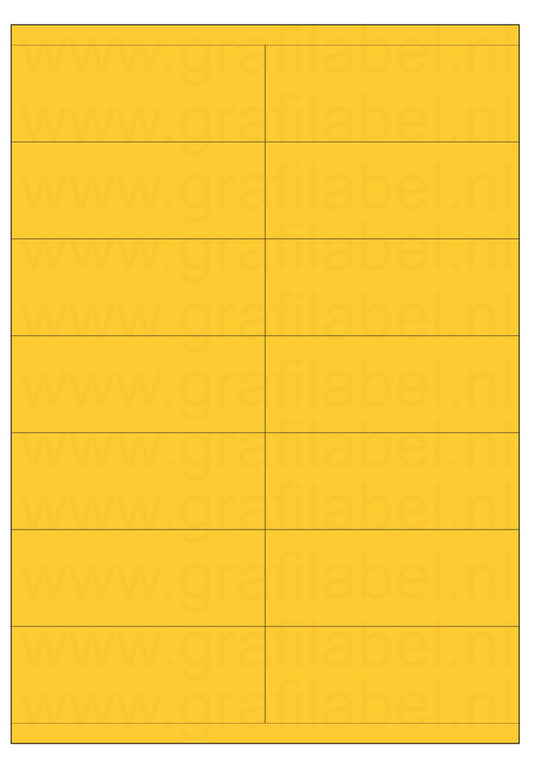 Geel A4 etiket / Laservel 105x40mm - 14 per vel permanent (doos à 200 vel)