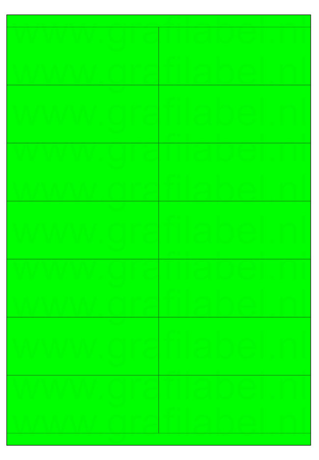 Fluor groen A4 etiket / Laservel 105x40mm - 14 per vel permanent (doos à 200 vel)