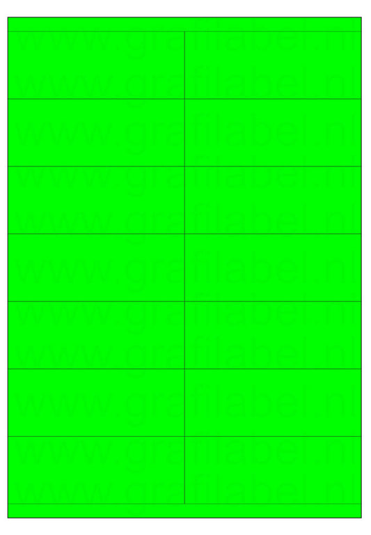 Fluor groen A4 etiket / Laservel 105x40mm - 14 per vel permanent (doos à 200 vel)