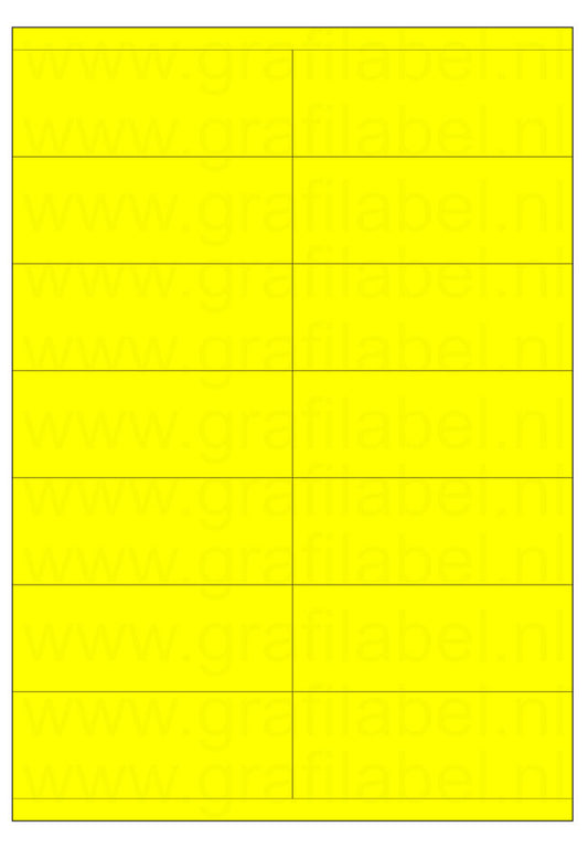 Fluor geel A4 etiket / Laservel 105x40mm - 14 per vel permanent (doos à 200 vel)