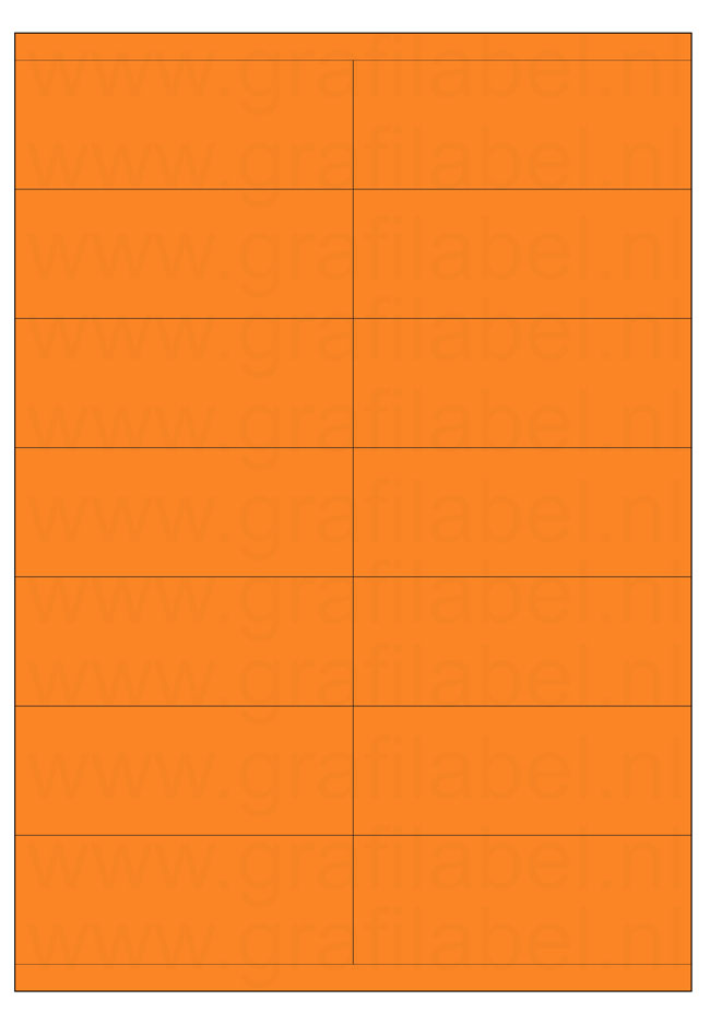 Oranje A4 etiket / Laservel 105x40mm - 14 per vel permanent (doos à 200 vel)