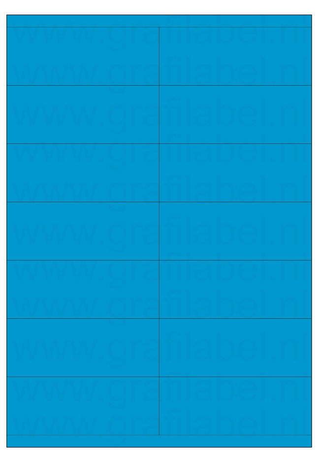 Blauw A4 etiket / Laservel 105x40mm - 14 per vel permanent (doos à 200 vel)