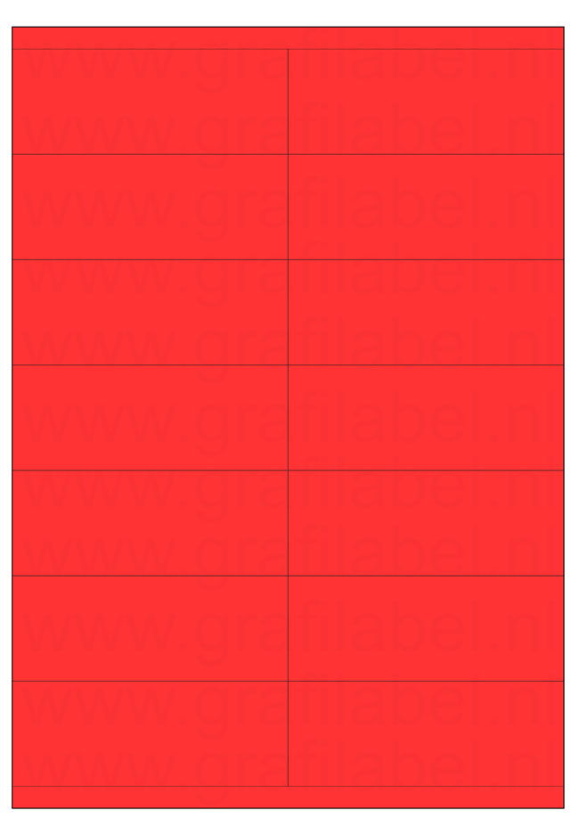 Rood A4 etiket / Laservel 105x40mm - 14 per vel permanent (doos à 200 vel)