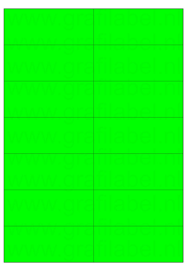 Fluor groen A4 etiket / Laservel 105x42,4mm - 14 per vel permanent (doos à 200 vel)