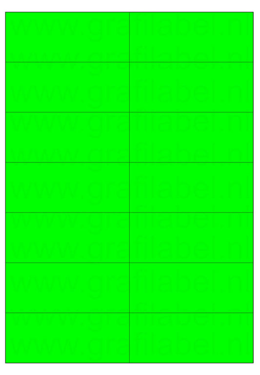 Fluor groen A4 etiket / Laservel 105x42,4mm - 14 per vel permanent (doos à 200 vel)
