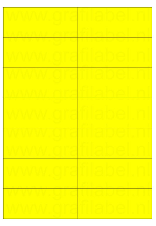 Fluor geel A4 etiket / Laservel 105x42,4mm - 14 per vel permanent (doos à 200 vel)