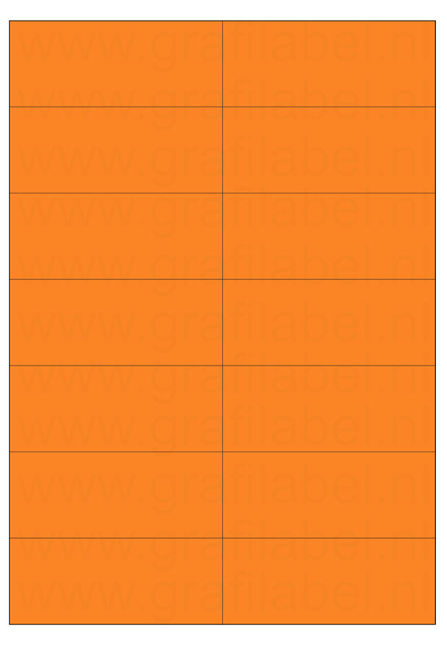 Oranje A4 etiket / Laservel 105x42,4mm - 14 per vel permanent (doos à 200 vel)
