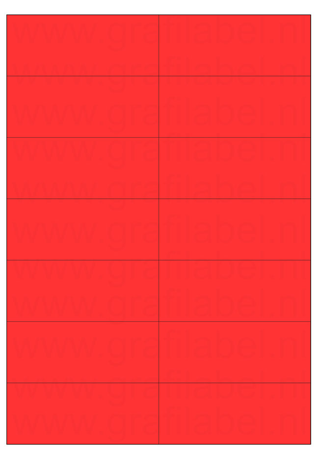 Rood A4 etiket / Laservel 105x42,4mm - 14 per vel permanent (doos à 200 vel)