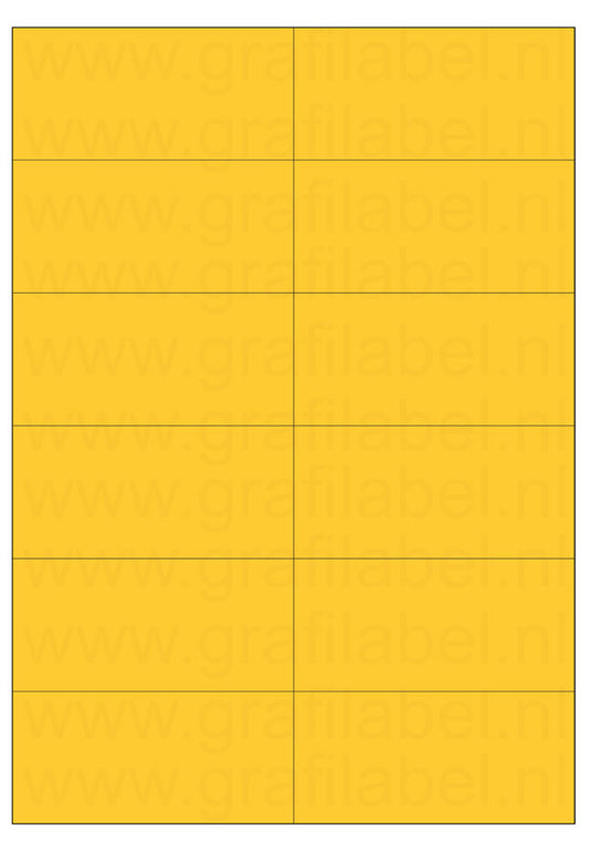 Geel A4 etiket / Laservel 105x49,5mm - 12 per vel permanent (doos à 200 vel)