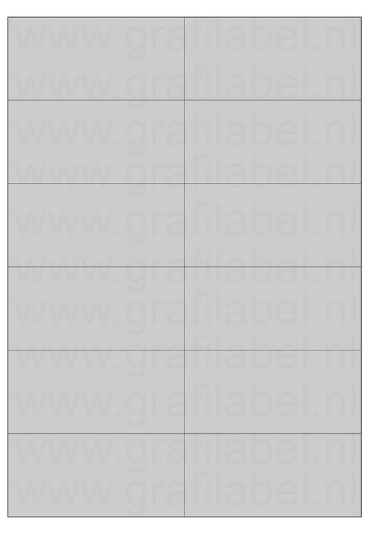 Polyester A4 etiket / Laservel Aluminium zilver mat - 105x49,5mm - 12 per vel - permanent (doos à 200 vel)
