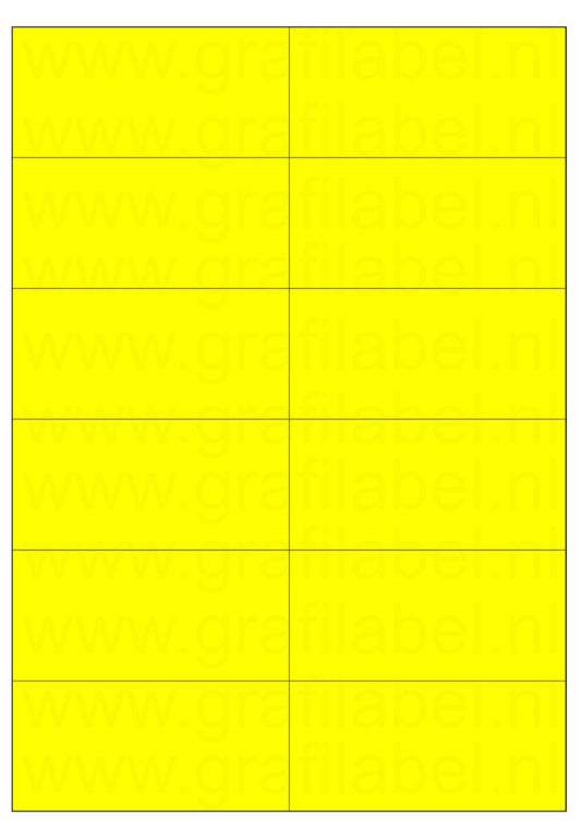 Fluor geel A4 etiket / Laservel 105x49,5mm - 12 per vel permanent (doos à 200 vel)