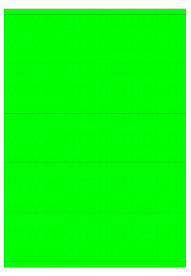 Fluor groen A4 etiket / Laservel 105x56,8mm - 10 per vel permanent (doos à 200 vel)
