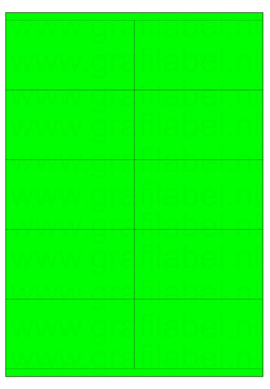 Fluor groen A4 etiket / Laservel 105x56,8mm - 10 per vel permanent (doos à 200 vel)