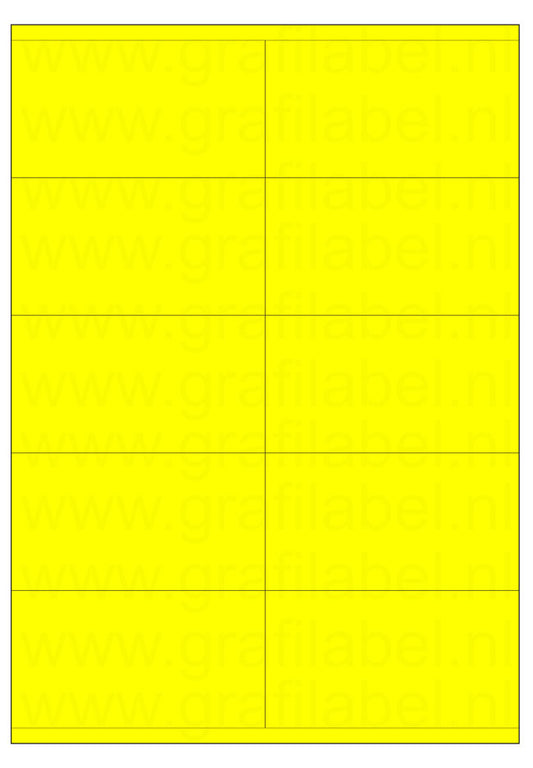 Fluor geel A4 etiket / Laservel 105x56,8mm - 10 per vel permanent (doos à 200 vel)