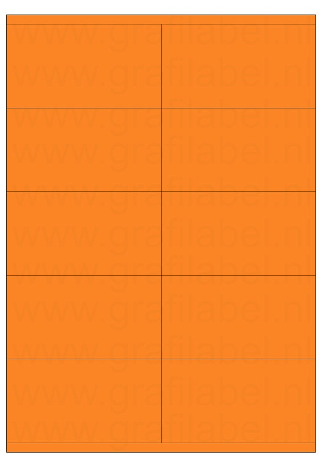 Oranje A4 etiket / Laservel 105x56,8mm - 10 per vel permanent (doos à 200 vel)