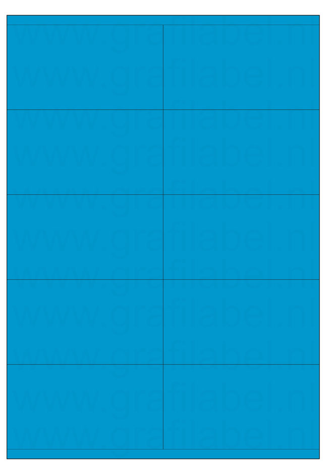 Blauw A4 etiket / Laservel 105x56,8mm - 10 per vel permanent (doos à 200 vel)