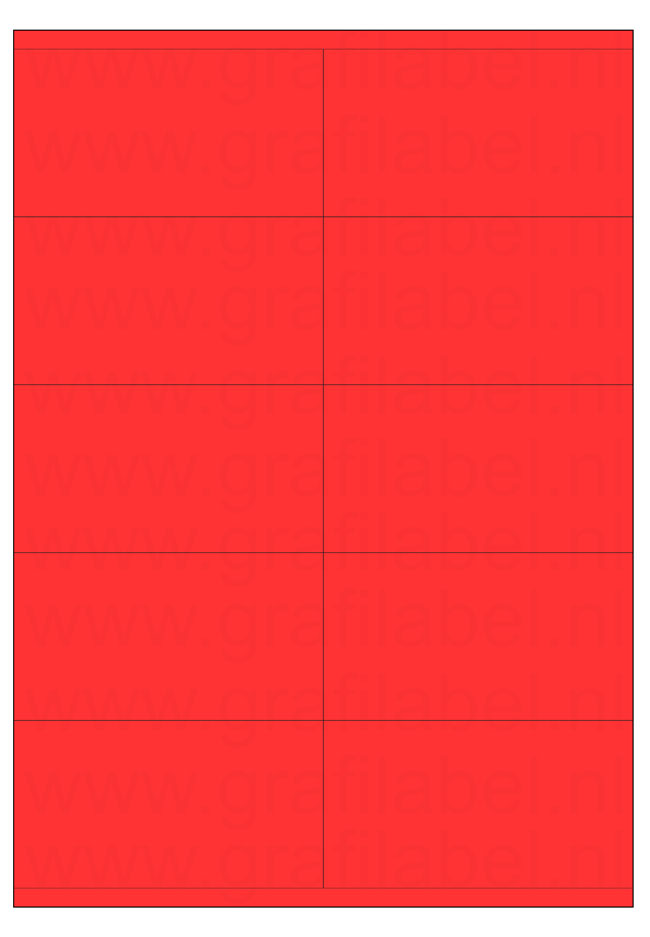 Rood A4 etiket / Laservel 105x56,8mm - 10 per vel permanent (doos à 200 vel)