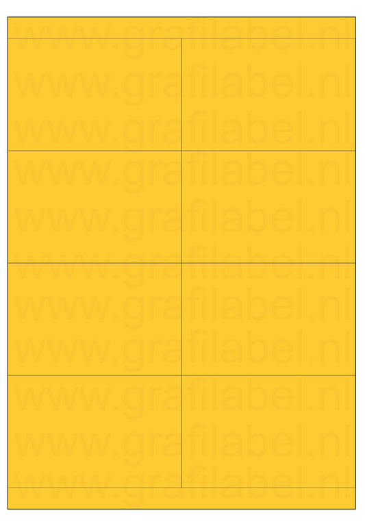 Geel A4 etiket / Laservel 105x67,7mm - 8 per vel permanent (doos à 200 vel)