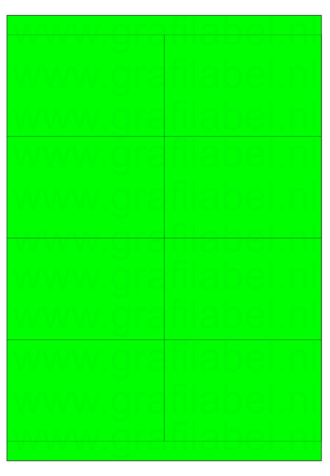 Fluor groen A4 etiket / Laservel 105x67,7mm - 8 per vel permanent (doos à 200 vel)