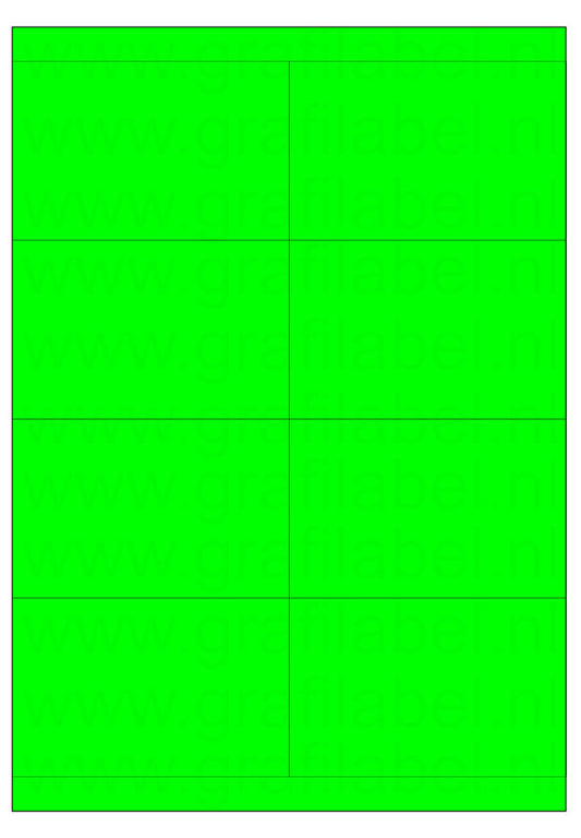 Fluor groen A4 etiket / Laservel 105x67,7mm - 8 per vel permanent (doos à 200 vel)