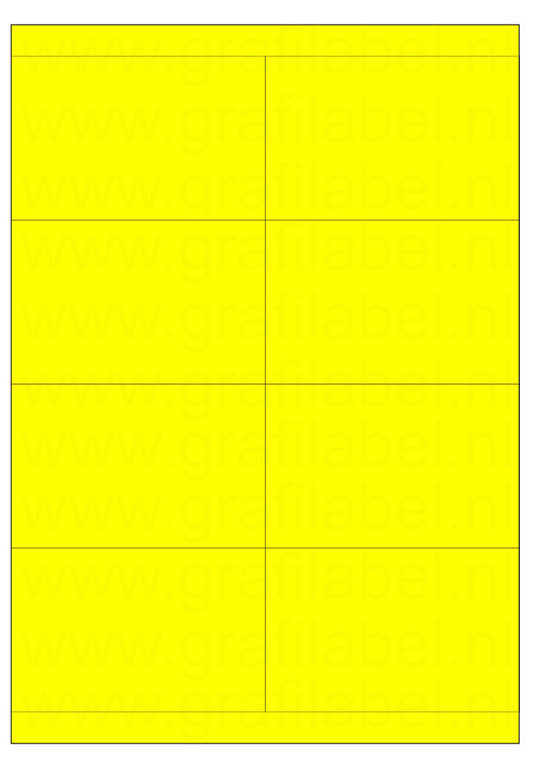 Fluor geel A4 etiket / Laservel 105x67,7mm - 8 per vel permanent (doos à 200 vel)