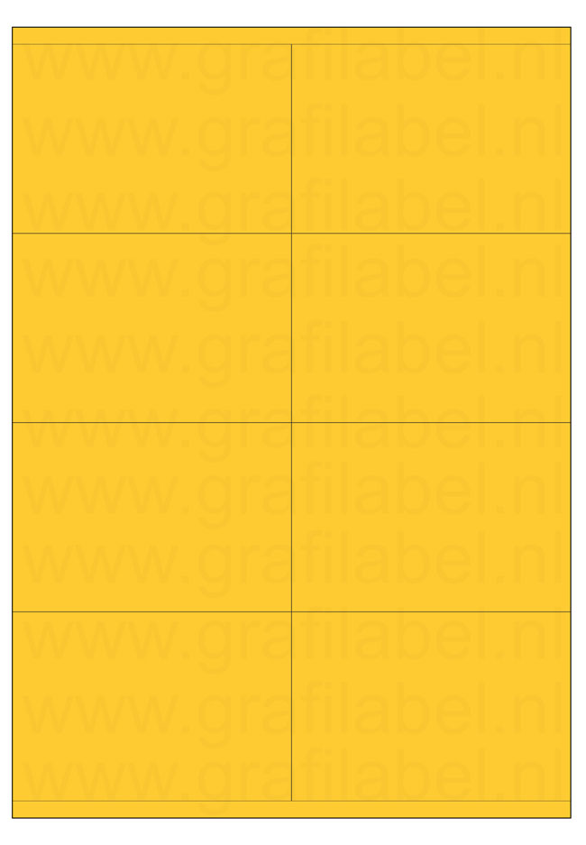 Geel A4 etiket / Laservel 105x71mm - 8 per vel permanent (doos à 200 vel)