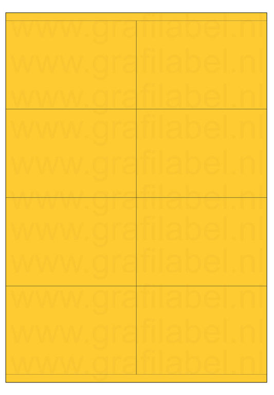 Geel A4 etiket / Laservel 105x71mm - 8 per vel permanent (doos à 200 vel)