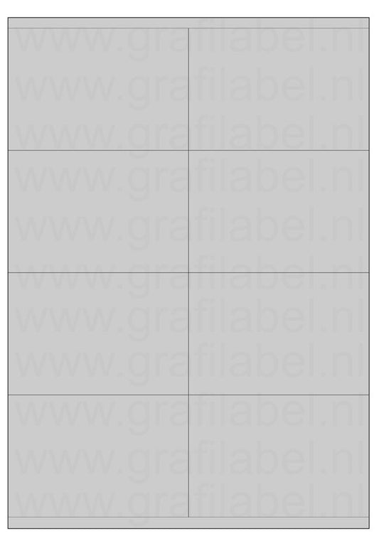 Polyester A4 etiket / Laservel Aluminium zilver mat - 105x71mm - 8 per vel - permanent (doos à 200 vel)
