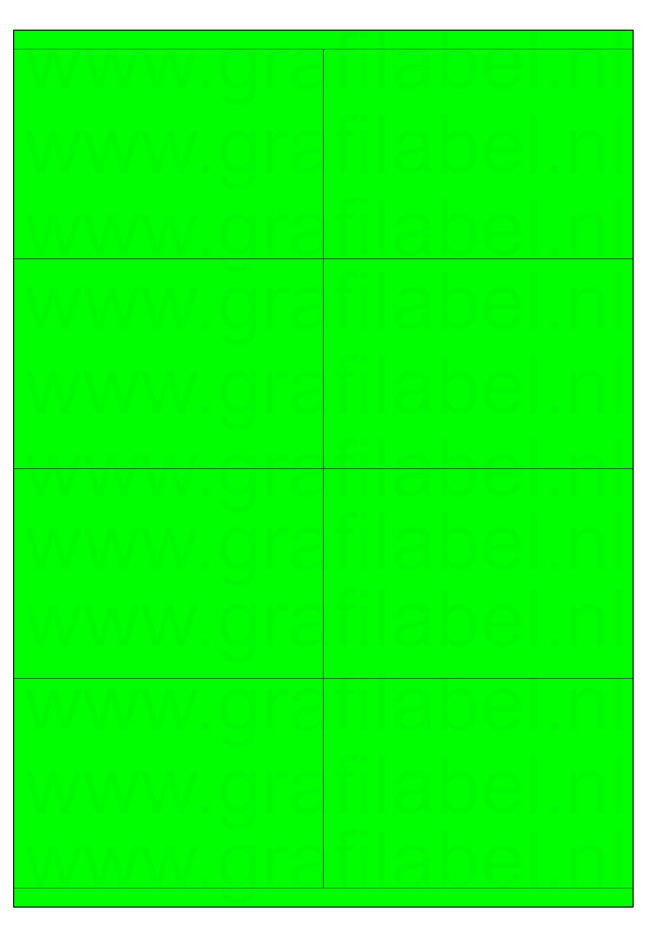 Fluor groen A4 etiket / Laservel 105x71mm - 8 per vel permanent (doos à 200 vel)
