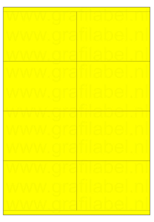 Fluor geel A4 etiket / Laservel 105x71mm - 8 per vel permanent (doos à 200 vel)