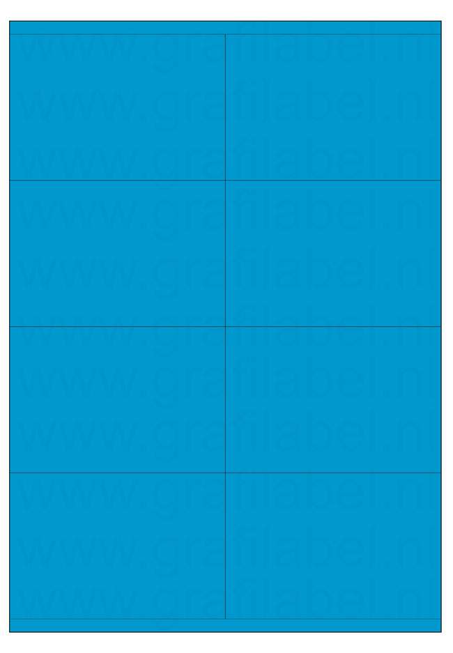 Blauw A4 etiket / Laservel 105x71mm - 8 per vel permanent (doos à 200 vel)