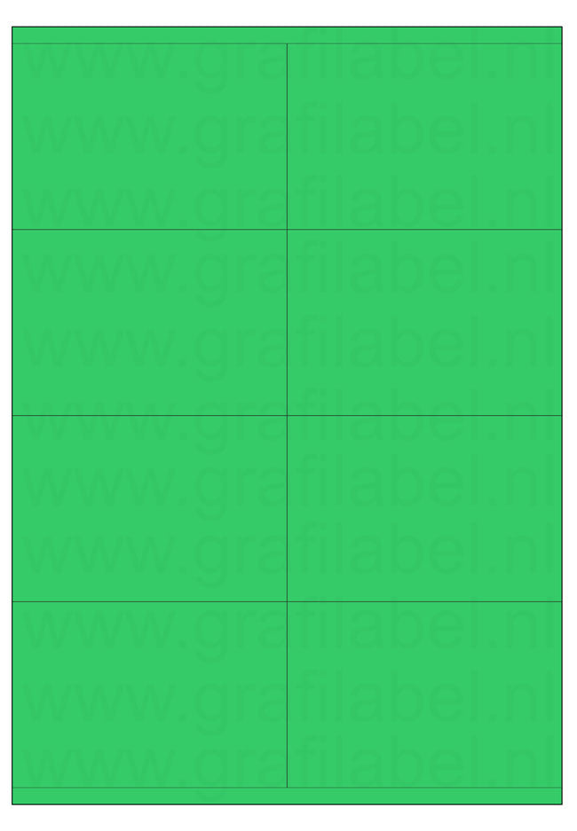 Groen A4 etiket / Laservel 105x71mm - 8 per vel permanent (doos à 200 vel)