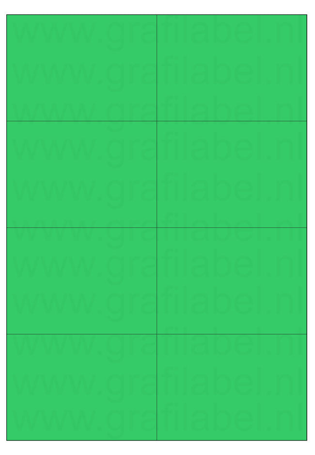 Groen A4 etiket / Laservel 105x74,25mm - 8 per vel permanent (doos à 200 vel)
