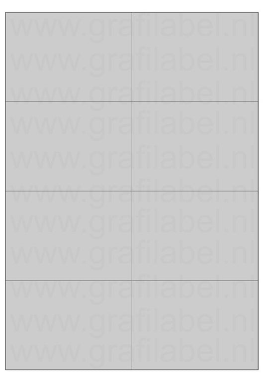 Polyester A4 etiket / Laservel Aluminium zilver mat - 105x74,25mm - 8 per vel - permanent (doos à 200 vel)