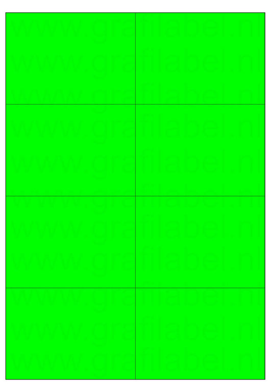 Fluor groen A4 etiket / Laservel 105x74,25mm - 8 per vel permanent (doos à 200 vel)